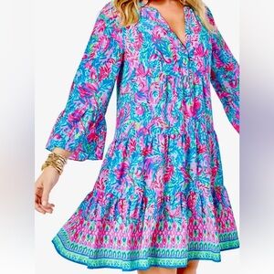 Lilly Pulitzer Sz 6 Gabriel Dress Surf Blue Flim Flam